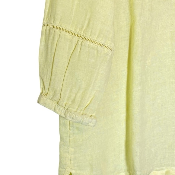 JOIE Lagenlook Women's size small Butter Yellow 3/4 Sleeve Relaxed Tunic Linen - Picture 3 of 5